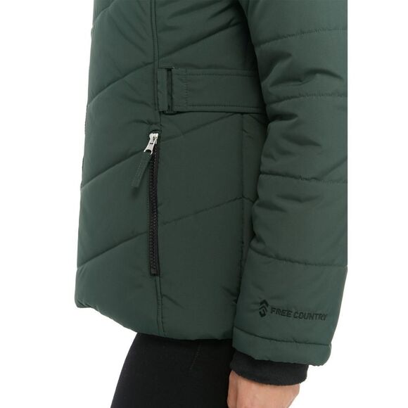 New! FREE COUNTRY Women's Hooded Quilted Puffer Jacket Coat Olive Green Medium - Picture 5 of 5